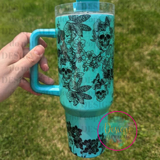 Floral Skulls 40 Oz Shimmer Tumbler