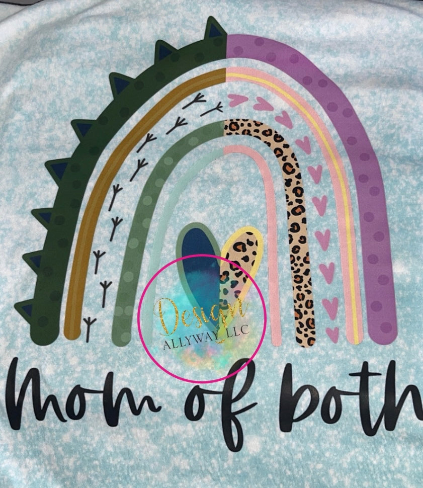 Mom Of Both Rainbow Bleached T-shirt