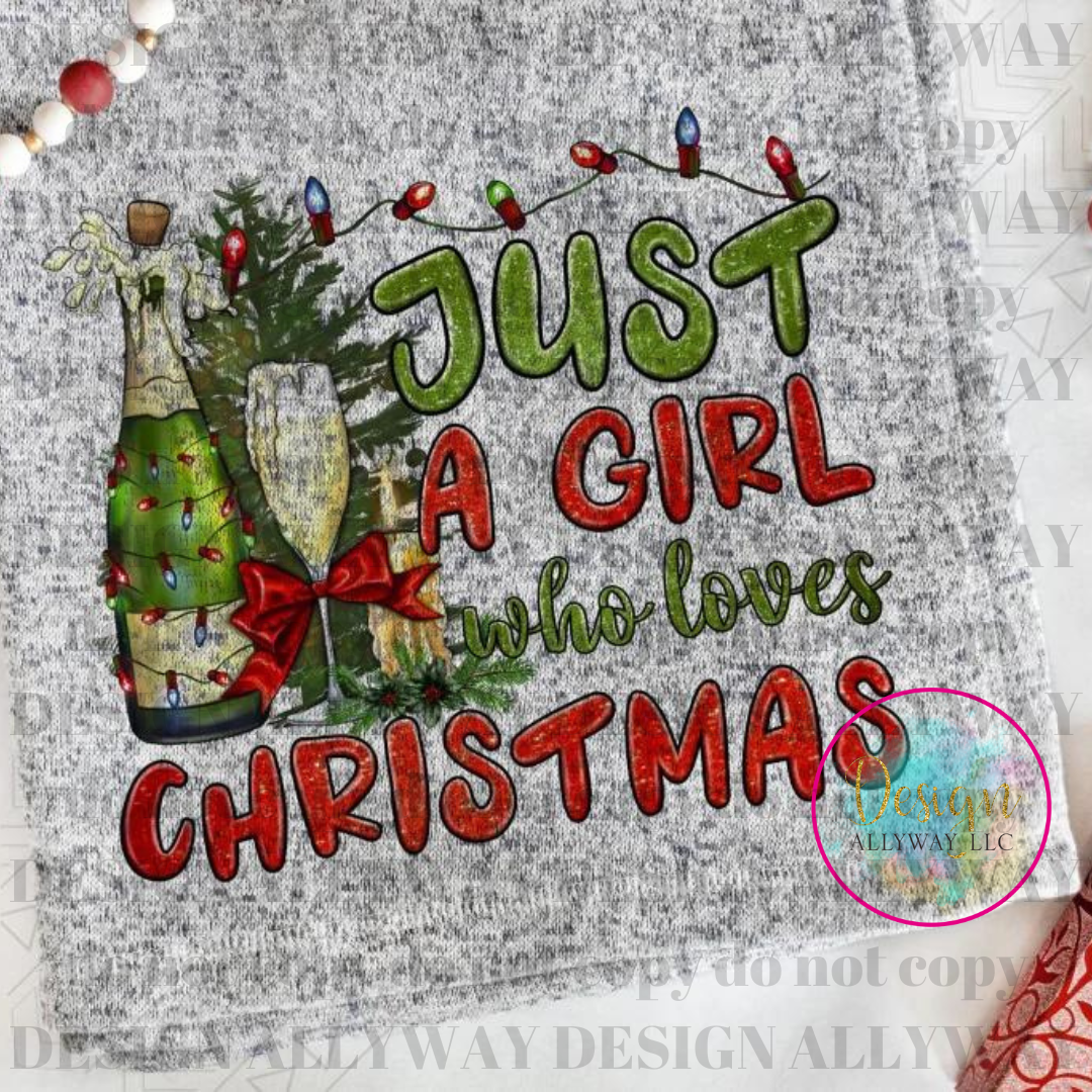 Girl Who Loves Christmas Wine Blanket