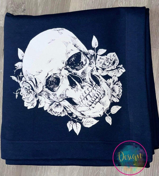 Skull Rose Fleece Blanket